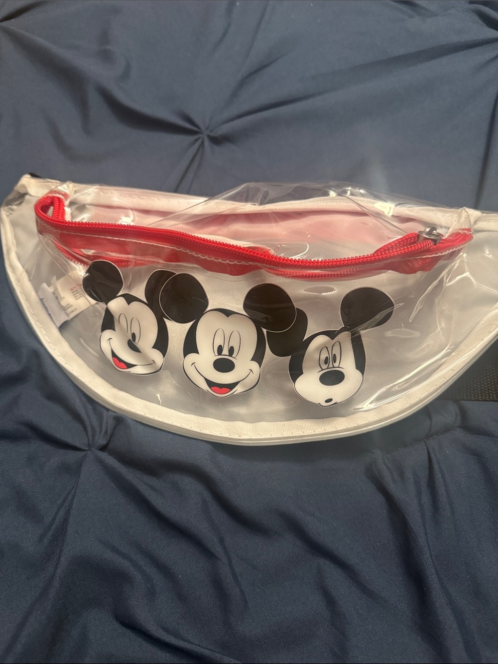 Disney Clear Kids Waist Bag with Red Zipper and Mickey Faces